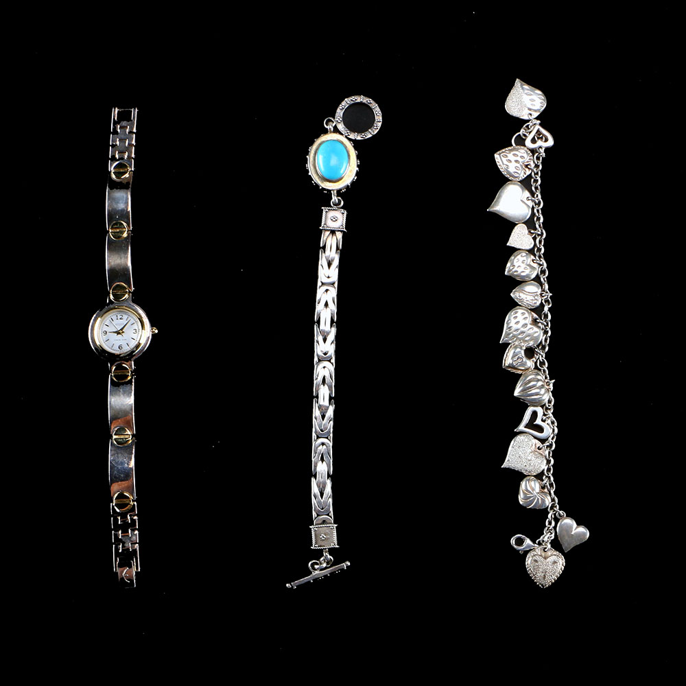 Selection of Sterling Silver Jewelry Bracelets