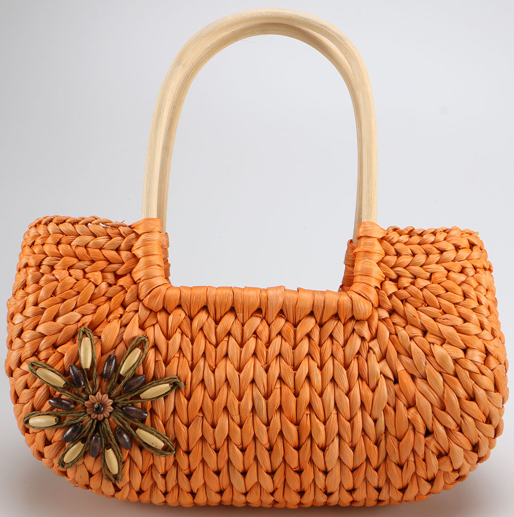 Six Straw Purses and One Straw Hat