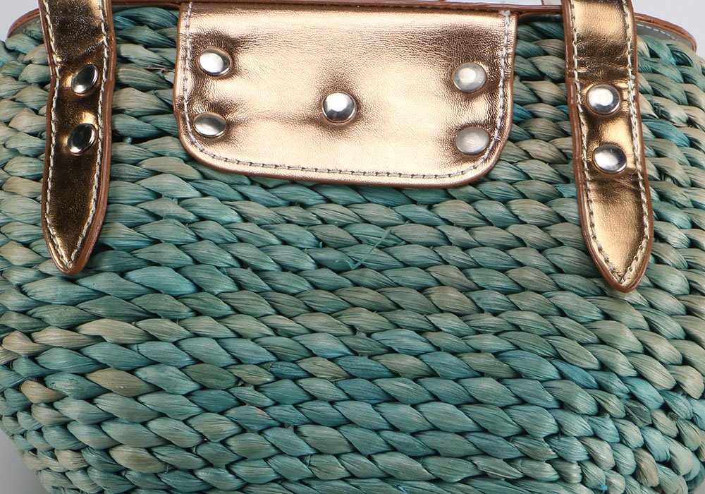 Six Straw Purses and One Straw Hat