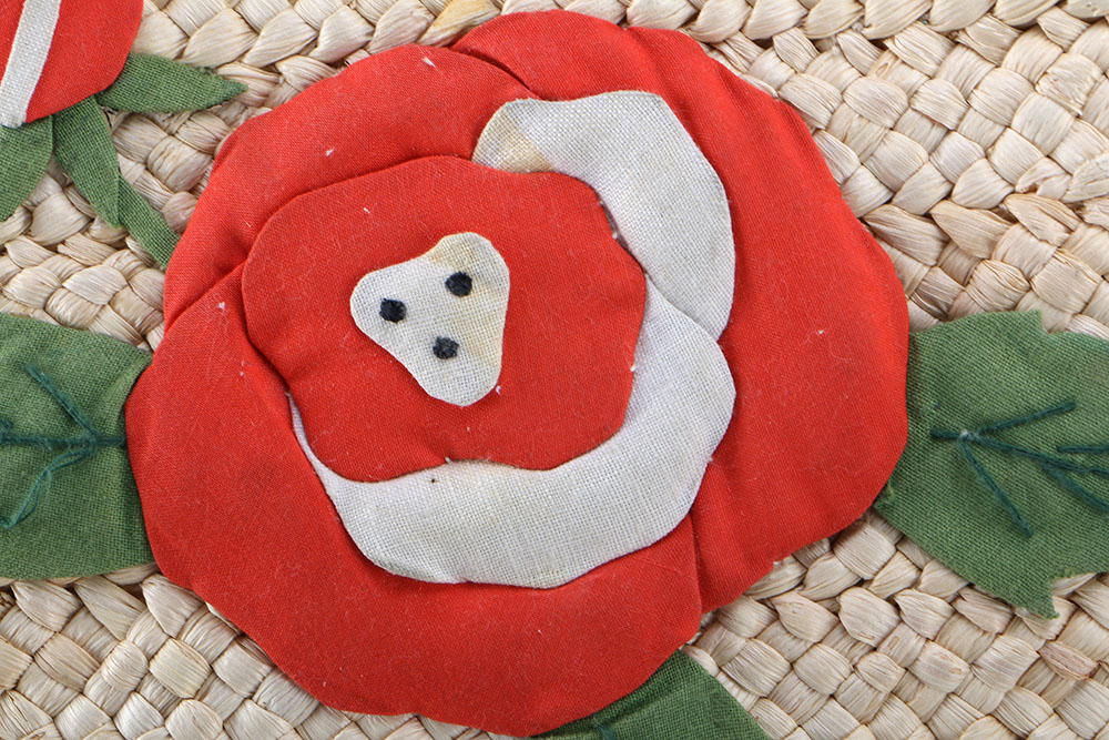 Six Straw Purses and One Straw Hat