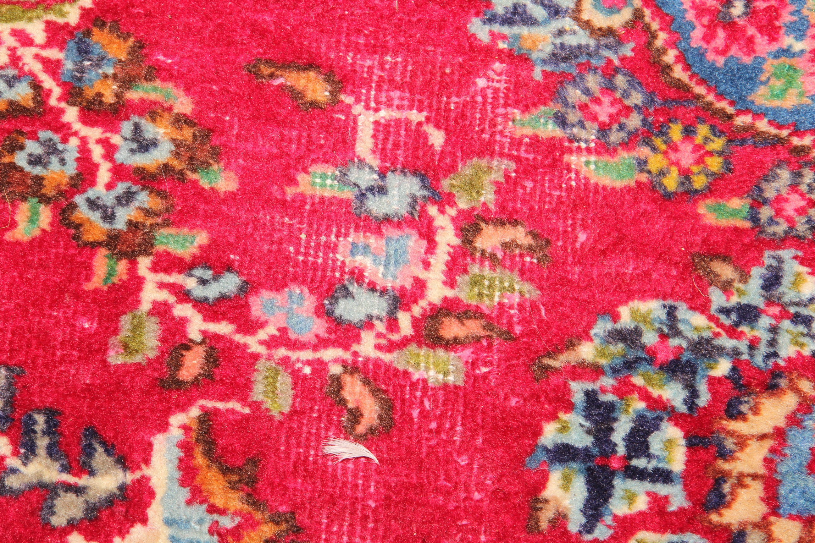 Large Ruby Red Handwoven Keshan Area Rug
