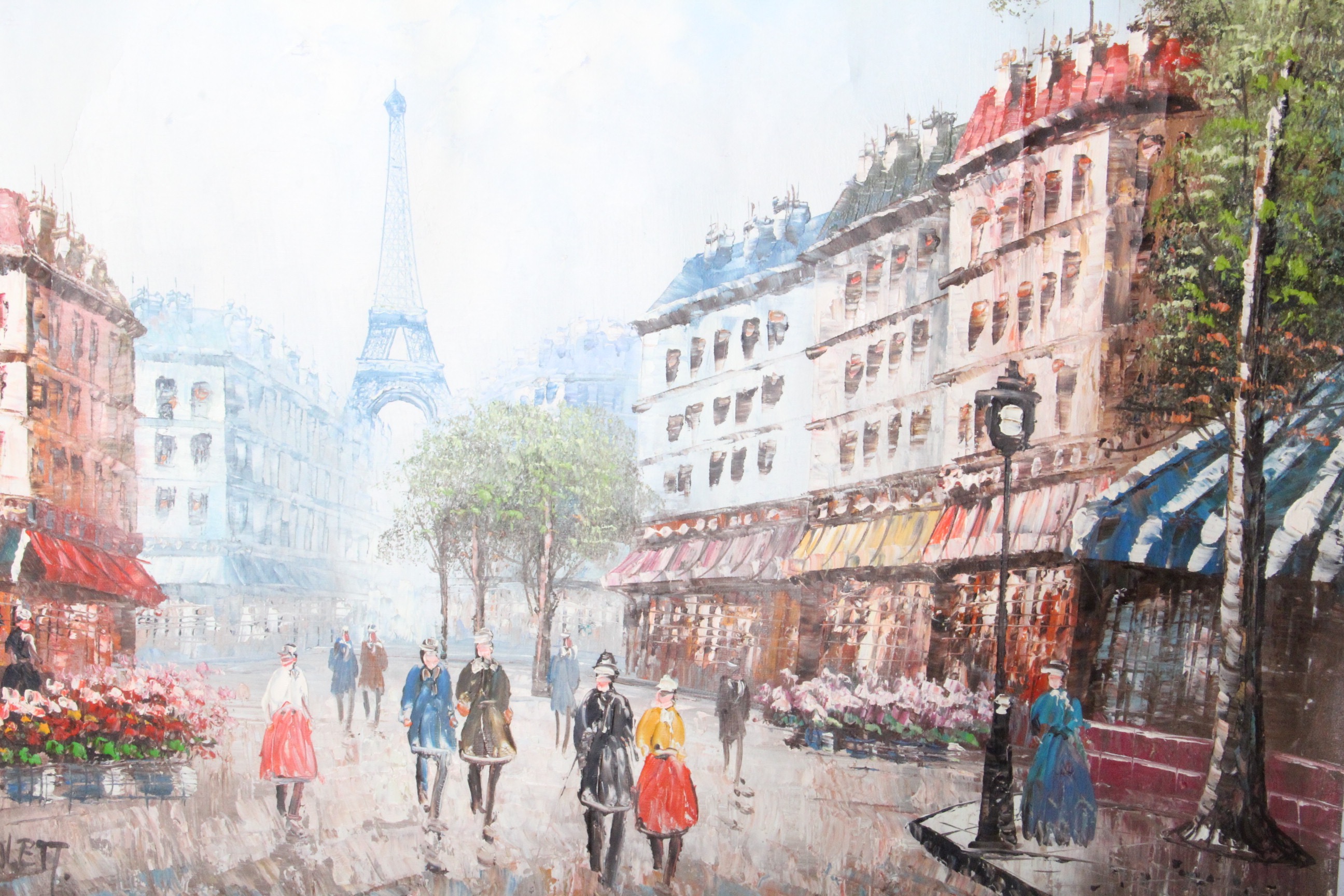 Caroline Burnett Signed Parisien Streetscene Painting