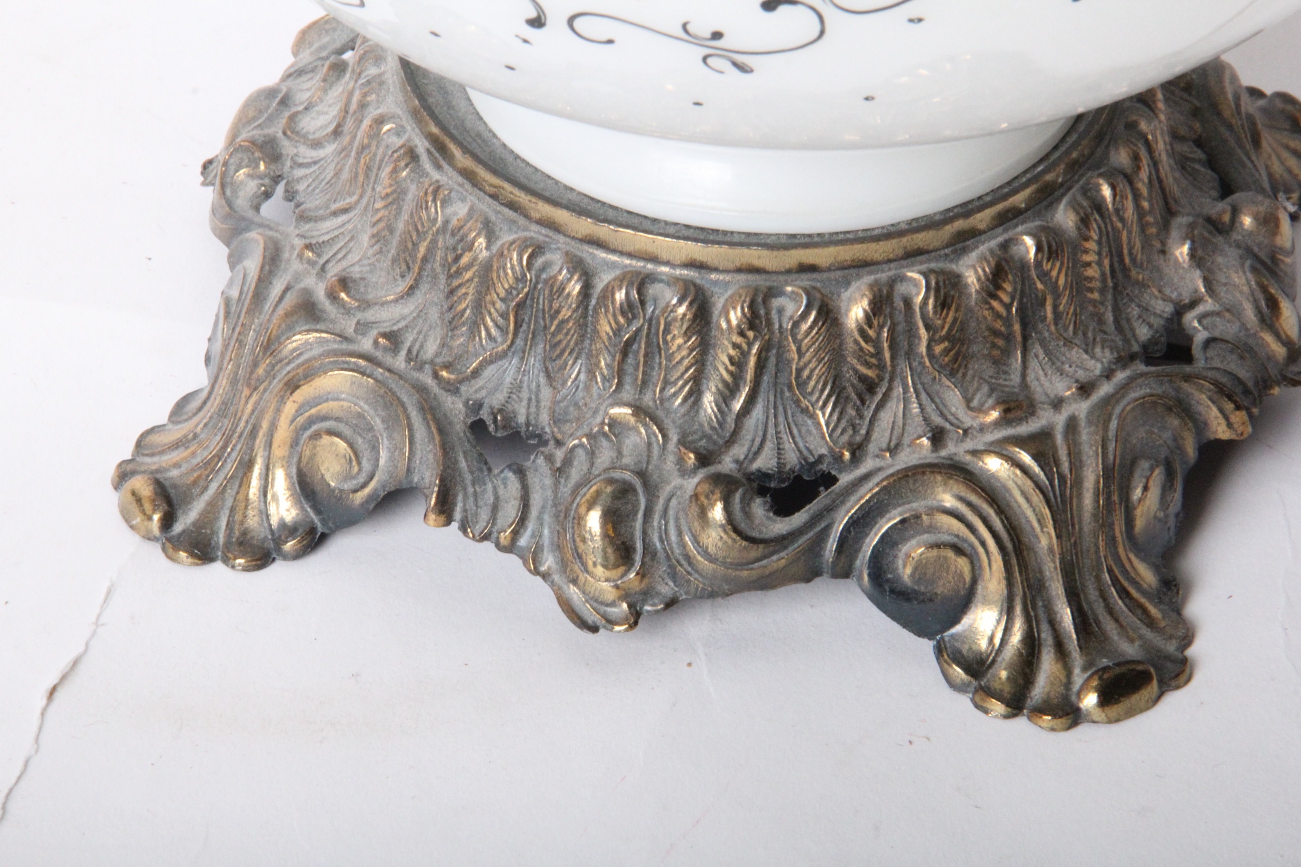 Victorian Style 3-Way Glass Parlor Lamp with Rose Painted Glass Shades