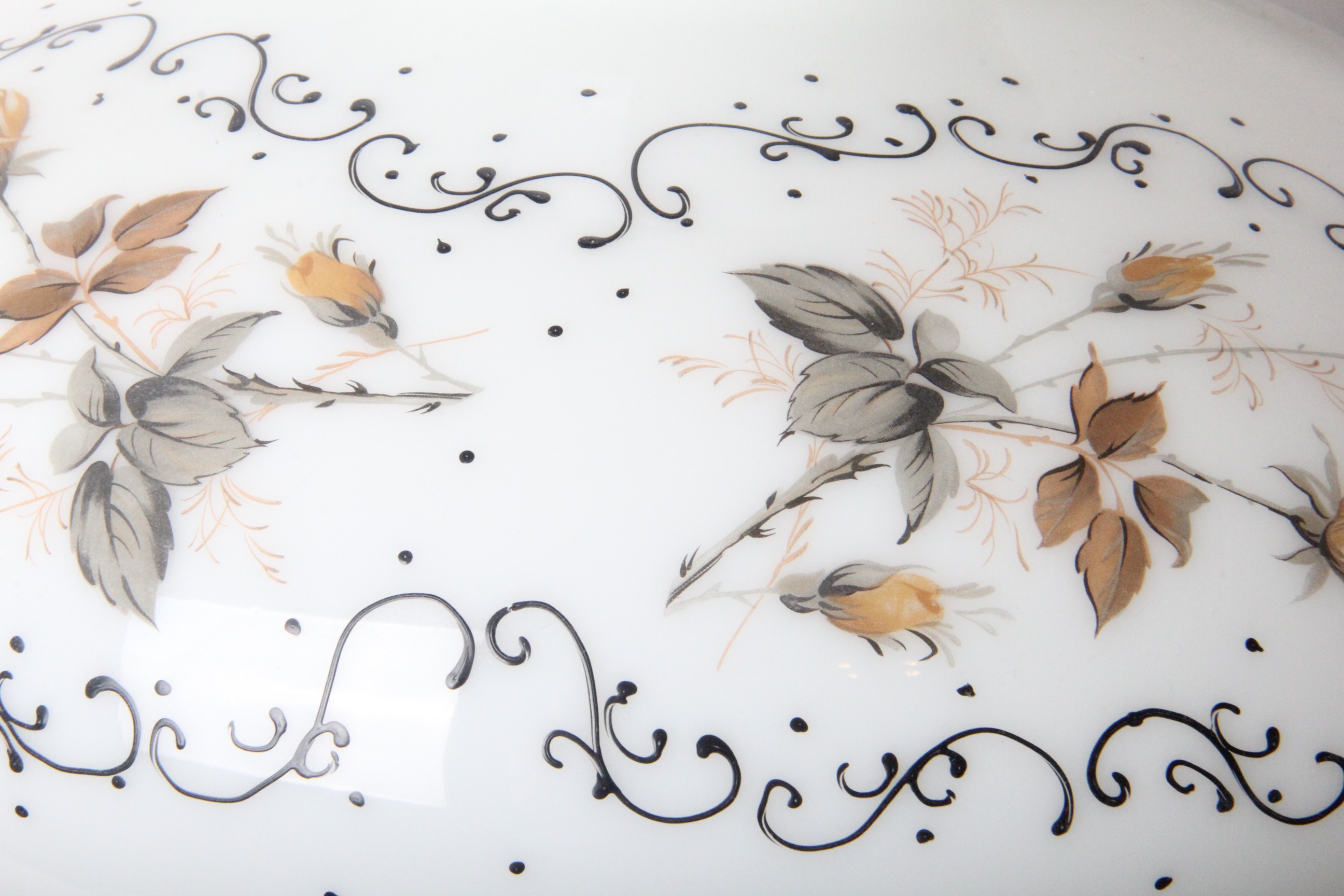 Victorian Style 3-Way Glass Parlor Lamp with Rose Painted Glass Shades