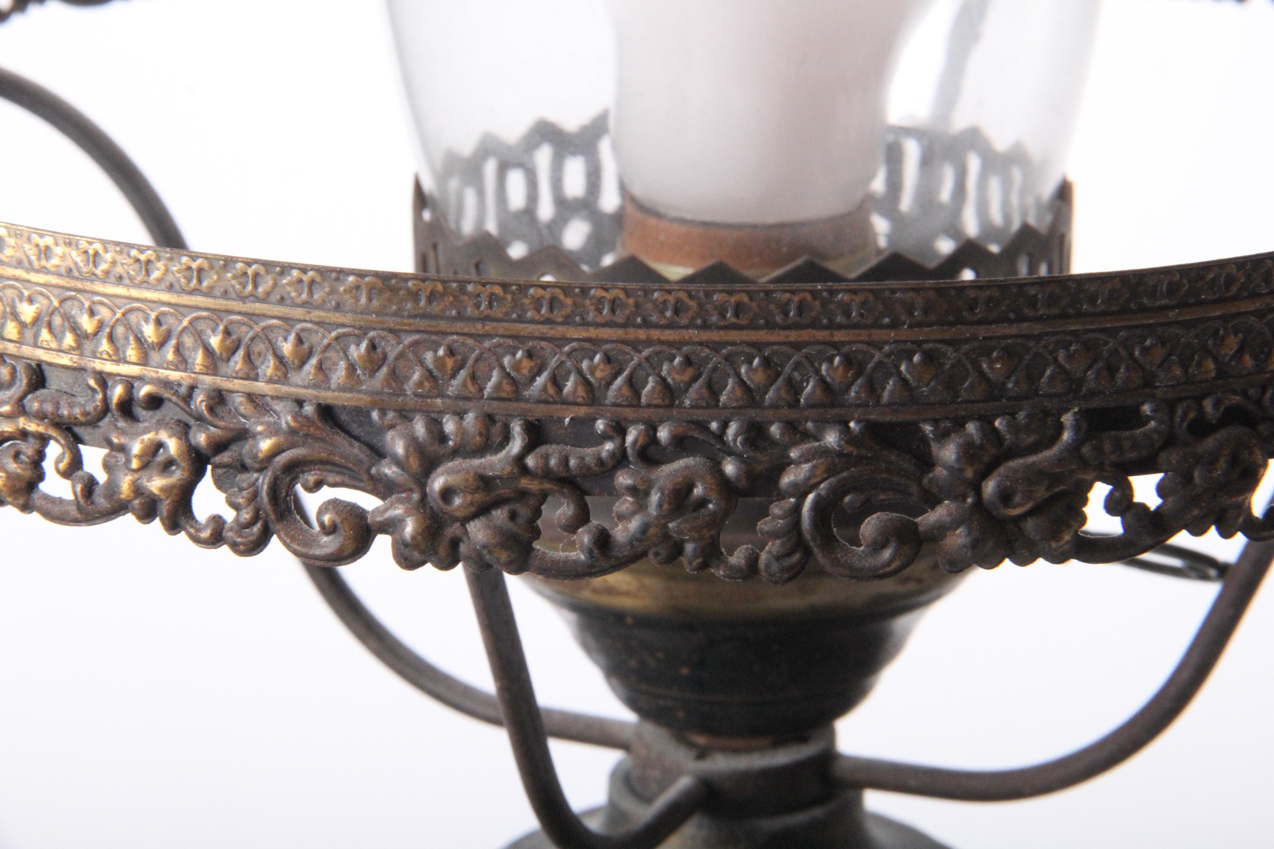 Vintage Glass Table Top Hurricane Style Parlor Lamp