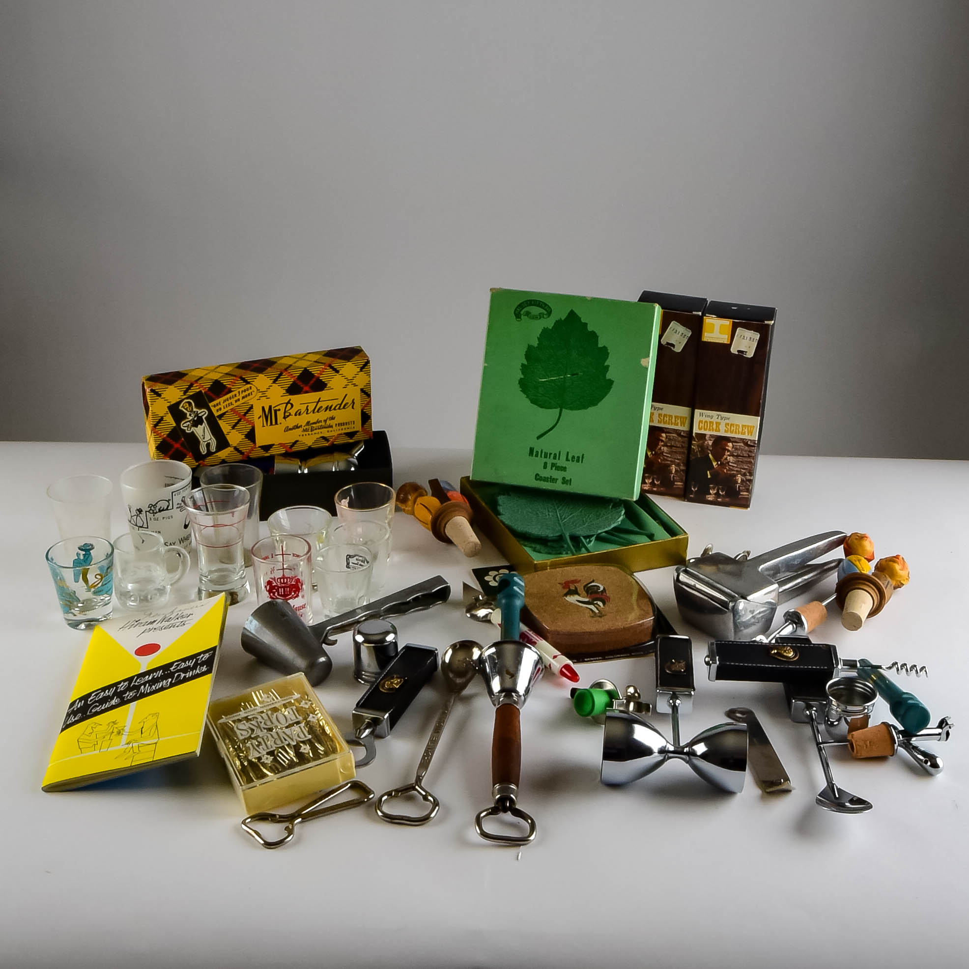 Assortment of Vintage Bar Accessories