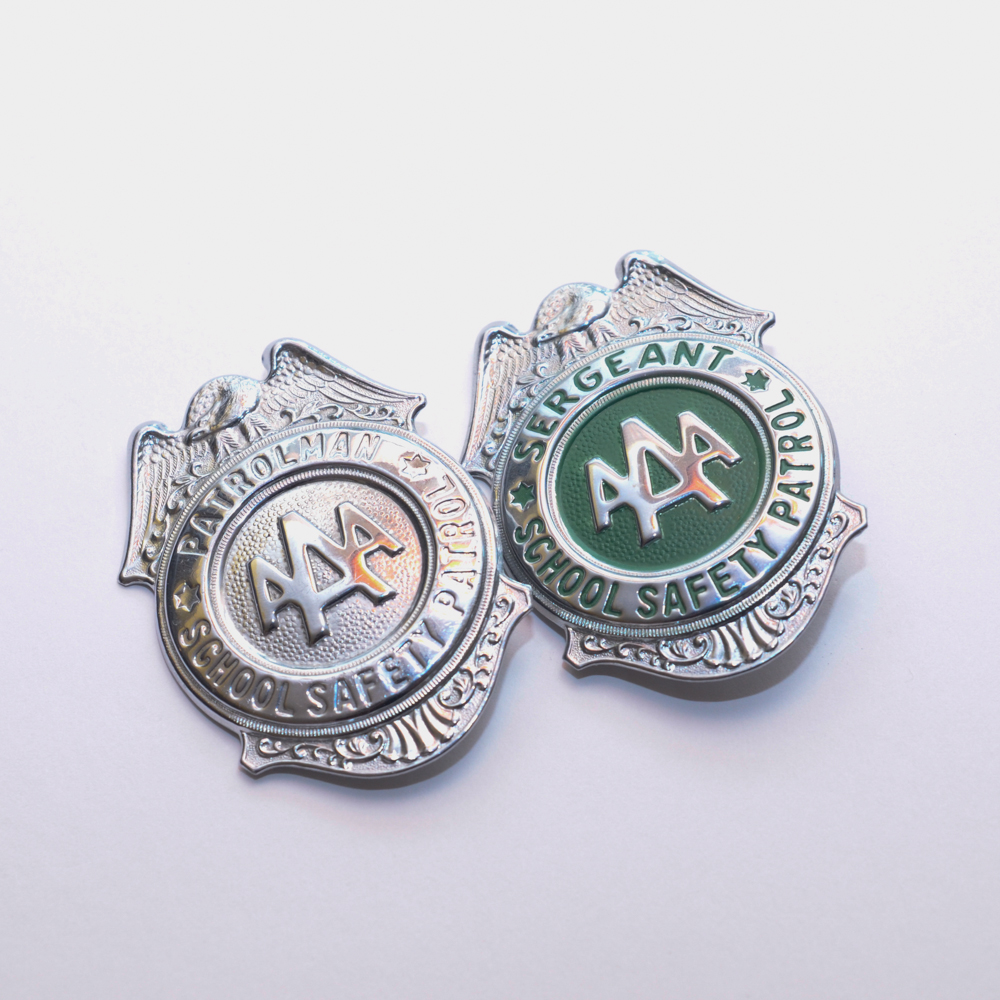Pair of Vintage AAA School Safety Patrol Badges