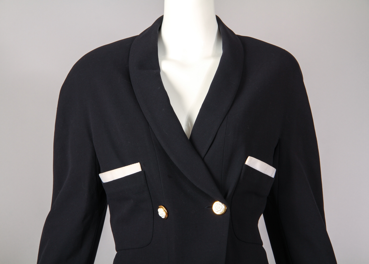 Vintage Chanel Double Breasted Fitted Jacket & Skirt Ensemble