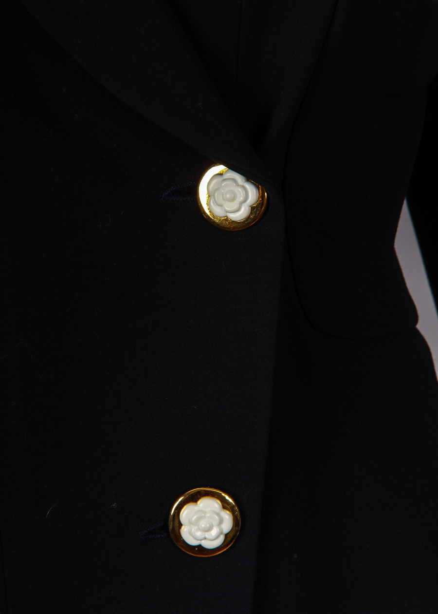 Vintage Chanel Double Breasted Fitted Jacket & Skirt Ensemble