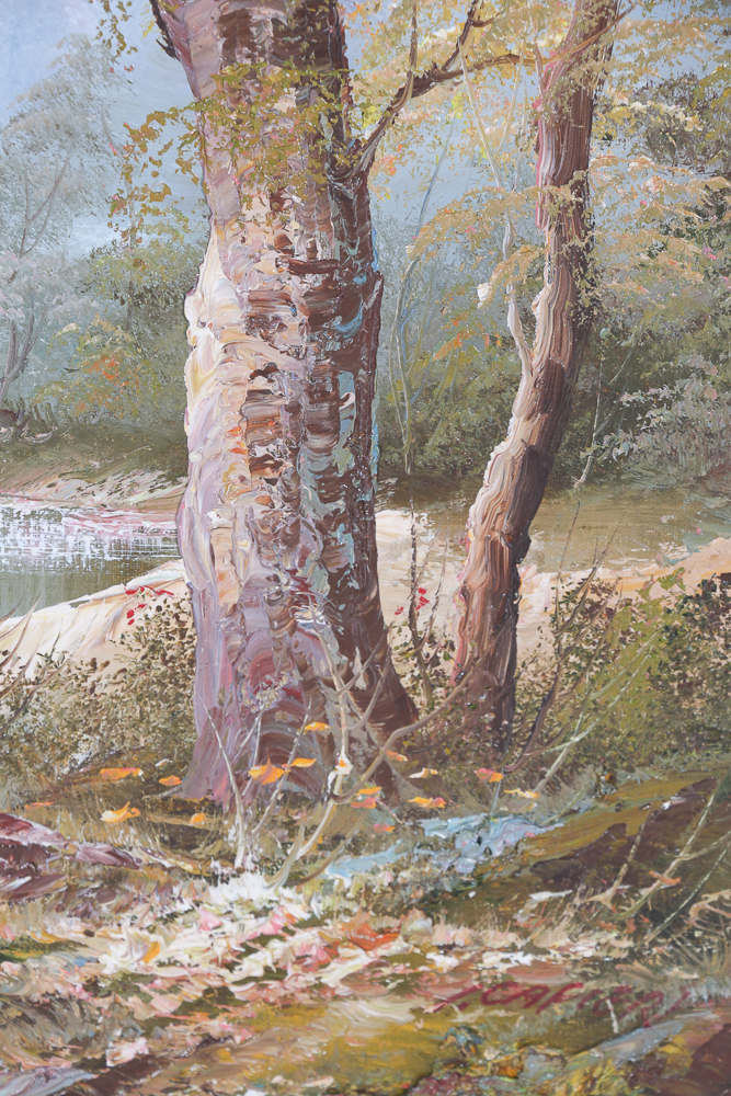 Original Oil on Canvas Waterfall Painting by Irene Cafieri