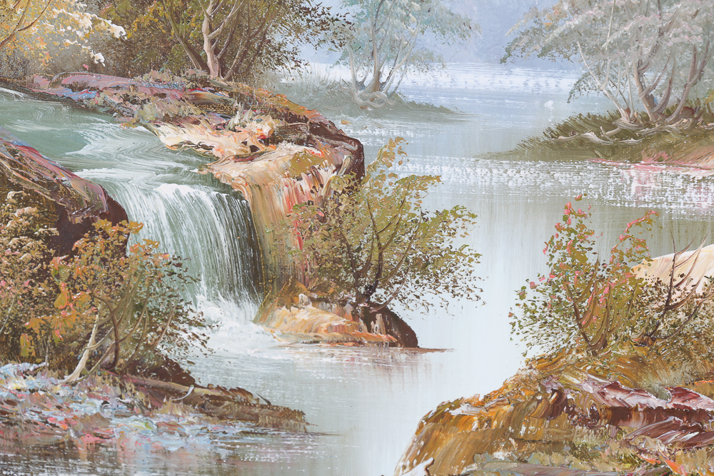 Original Oil on Canvas Waterfall Painting by Irene Cafieri