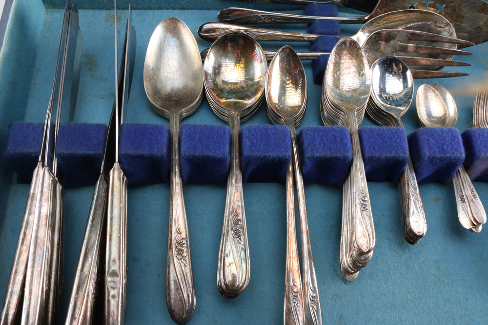 Silver Plated Flatware Set with Sugar Dish