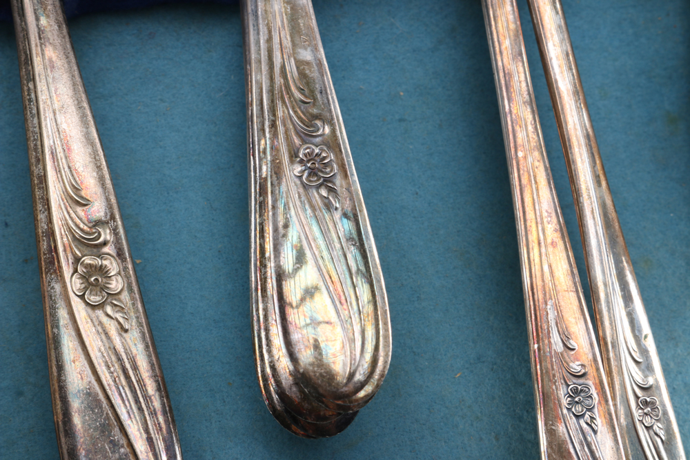 Silver Plated Flatware Set with Sugar Dish