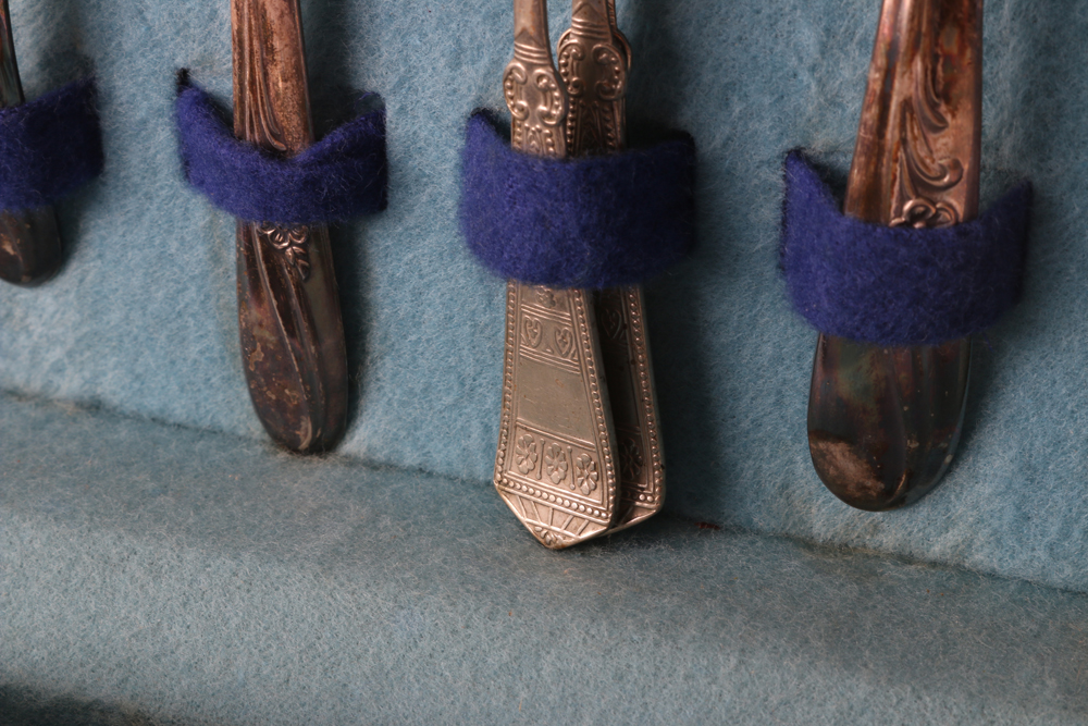 Silver Plated Flatware Set with Sugar Dish