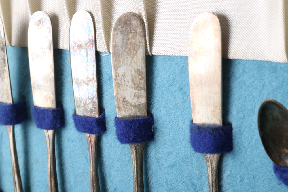 Silver Plated Flatware Set with Sugar Dish