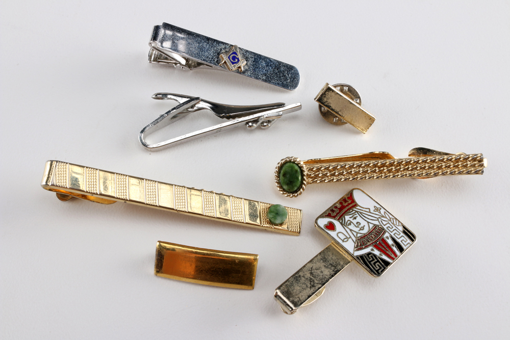 Assorted Tie Pins, Clips, and Cufflinks