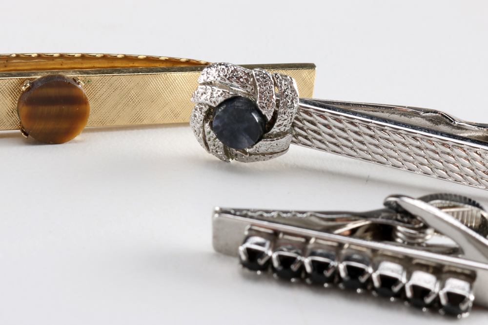 Assorted Tie Pins, Clips, and Cufflinks