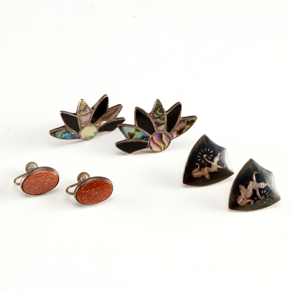 Three Pair of Sterling Silver Earrings