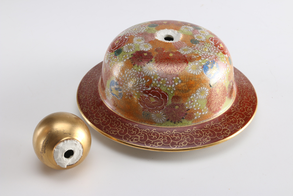 Japanese Satsuma Style Chrysanthemum Vase and Chinese Vase