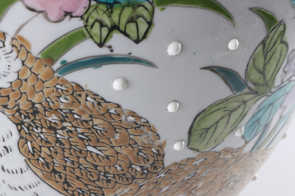 Japanese Satsuma Style Chrysanthemum Vase and Chinese Vase