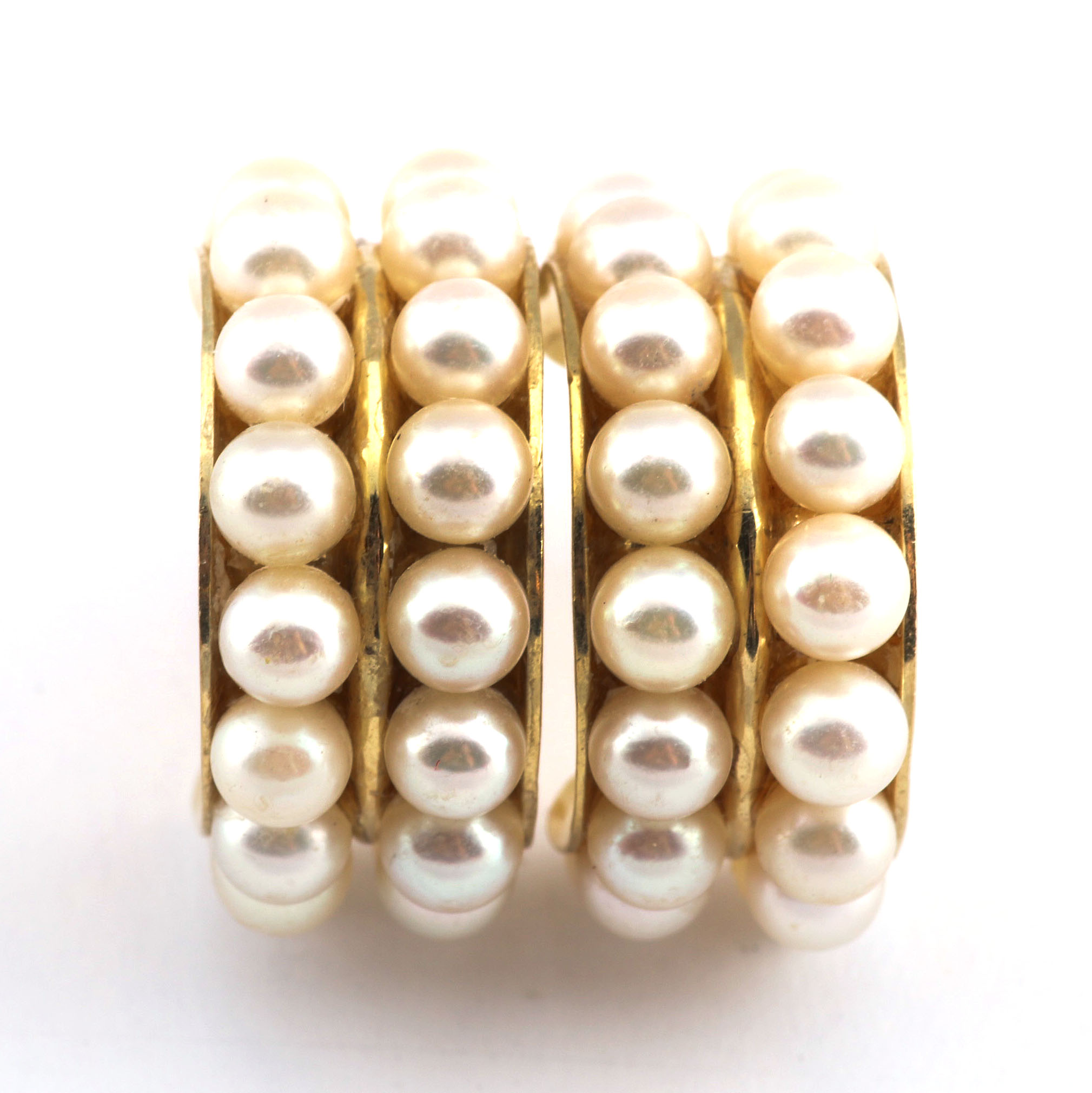 Pair 14K Yellow Gold Pearl Earrings