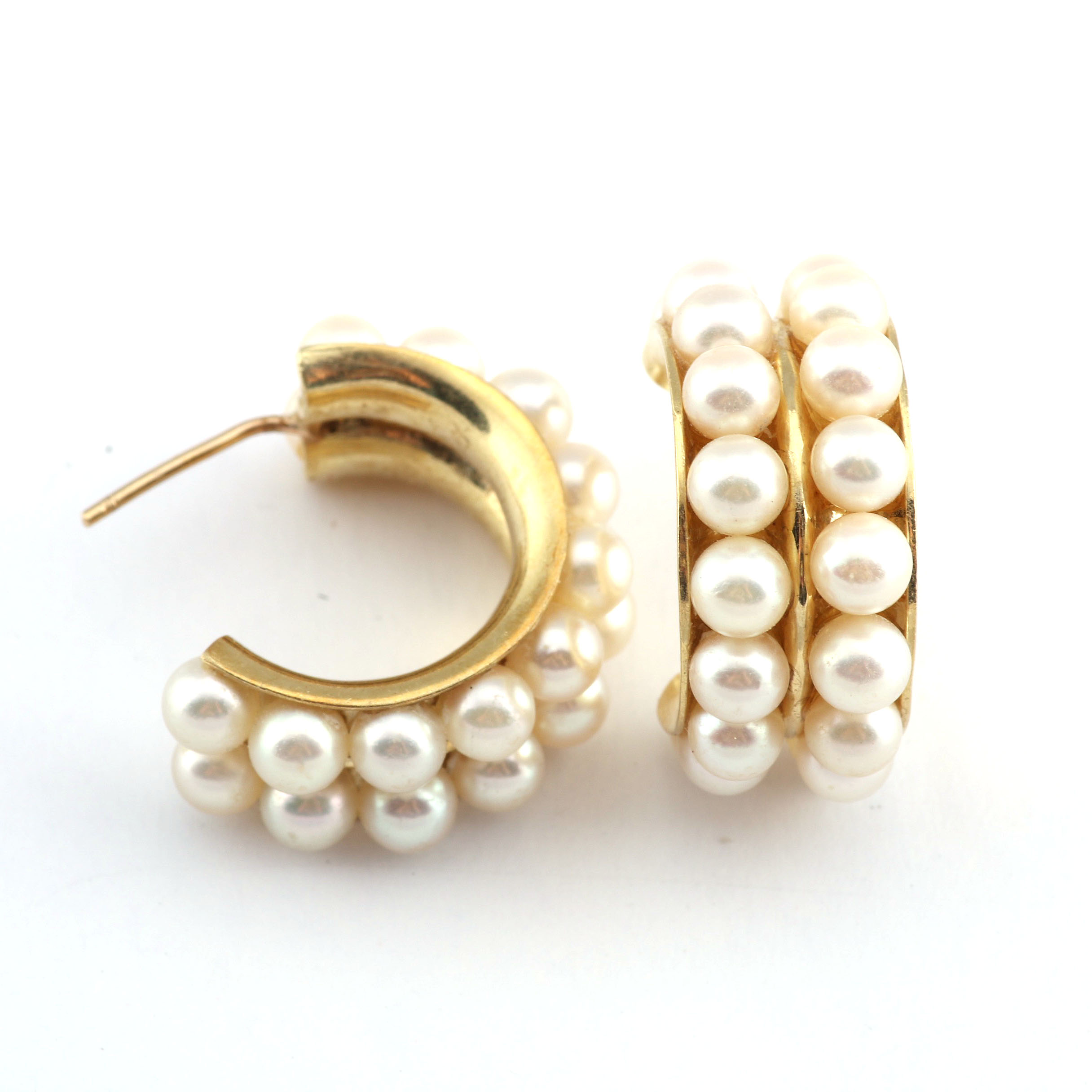 Pair 14K Yellow Gold Pearl Earrings