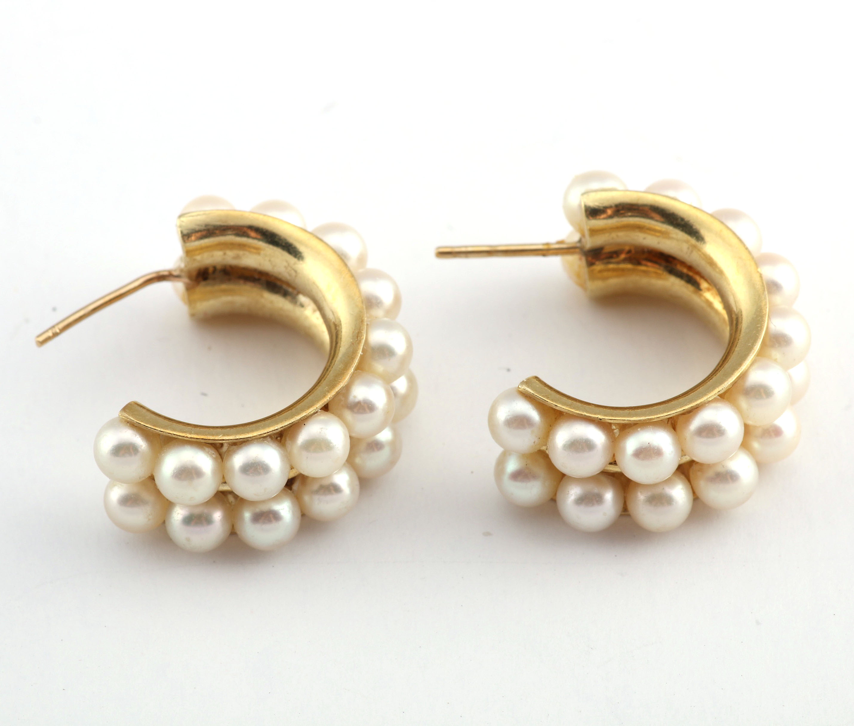 Pair 14K Yellow Gold Pearl Earrings
