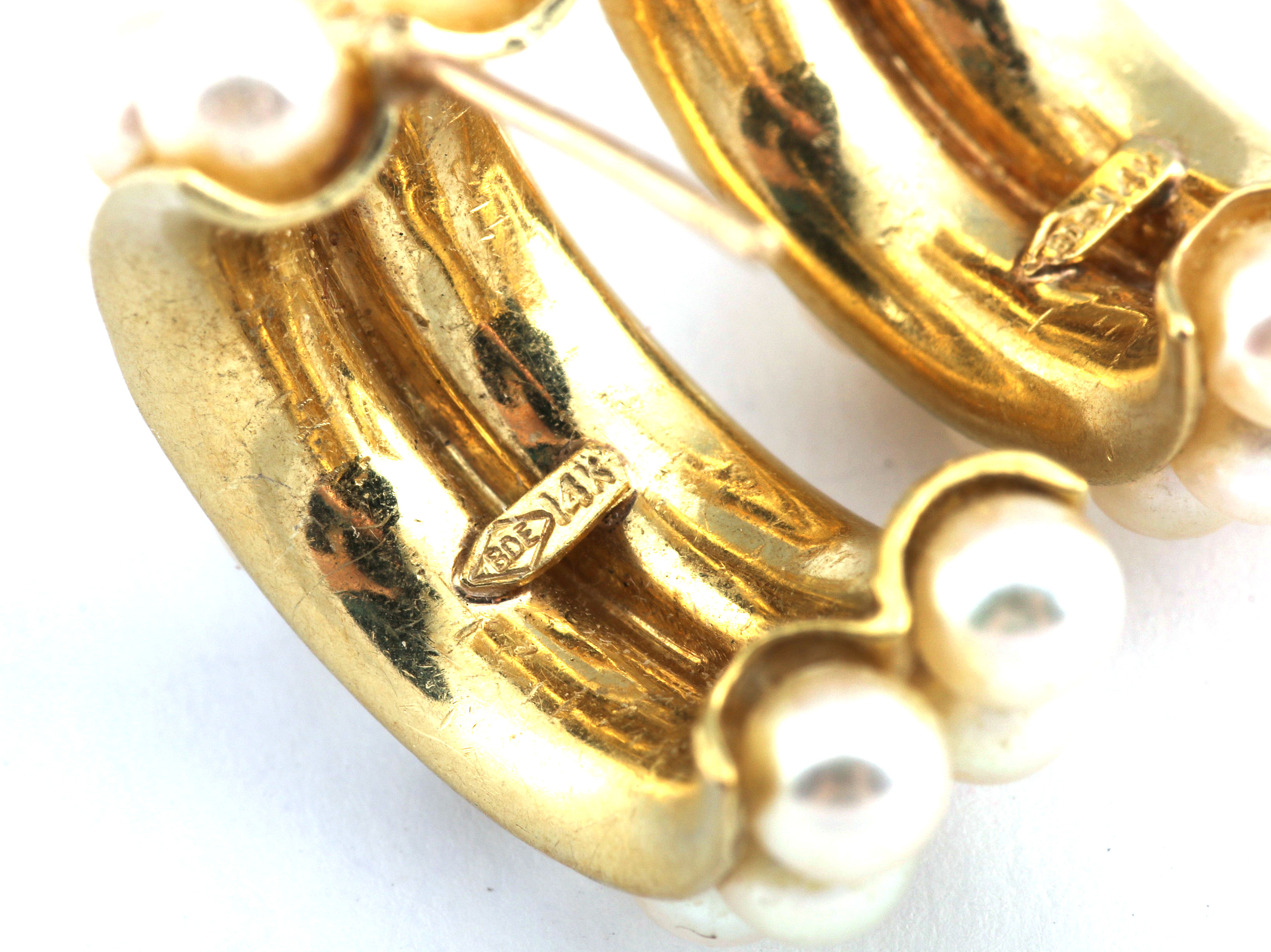 Pair 14K Yellow Gold Pearl Earrings