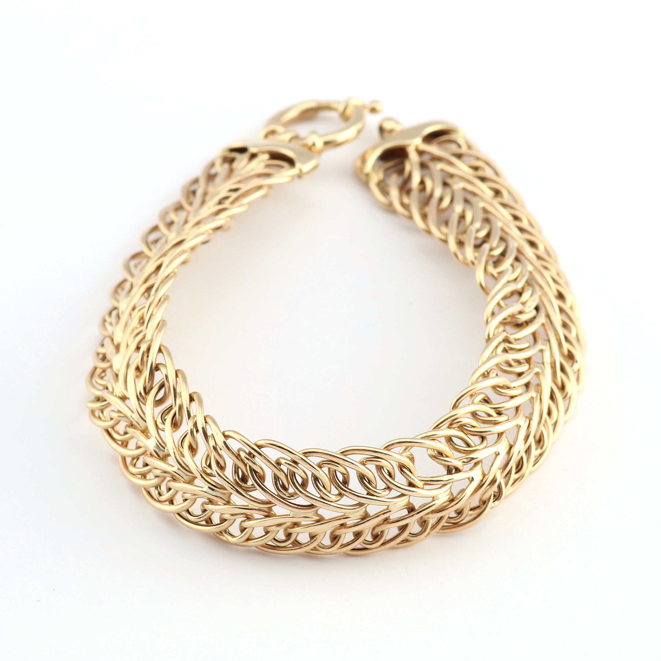 14K Yellow Gold Double Link Weave Bracelet