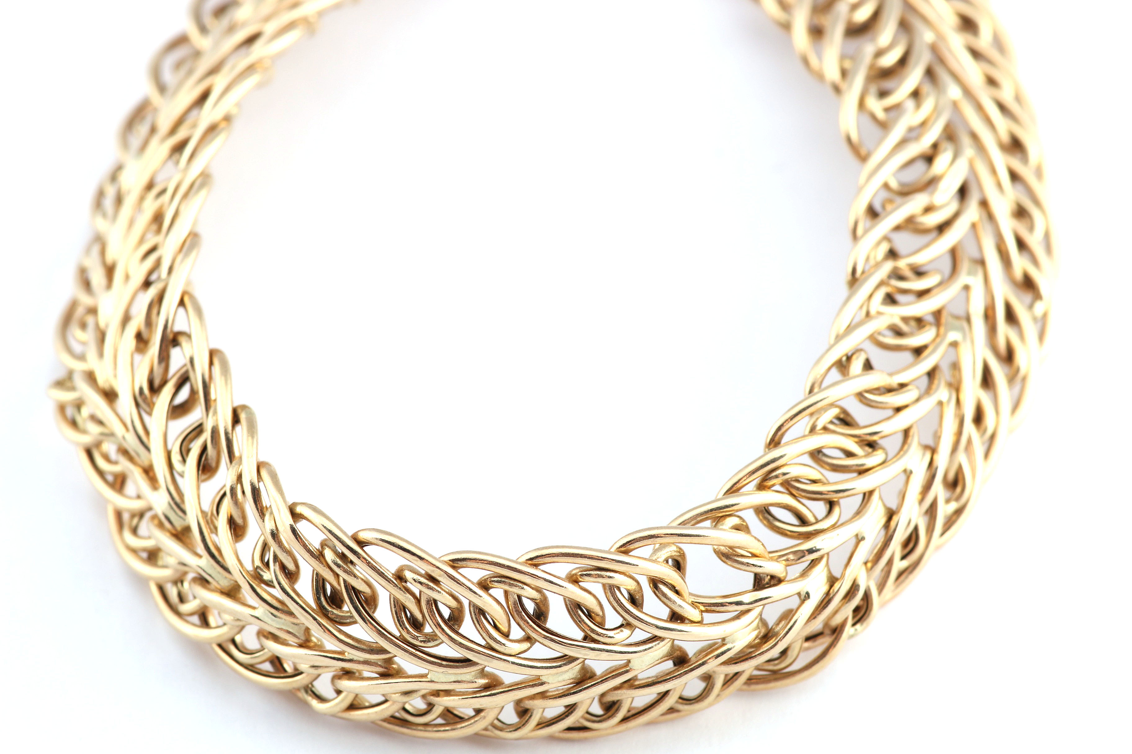 14K Yellow Gold Double Link Weave Bracelet