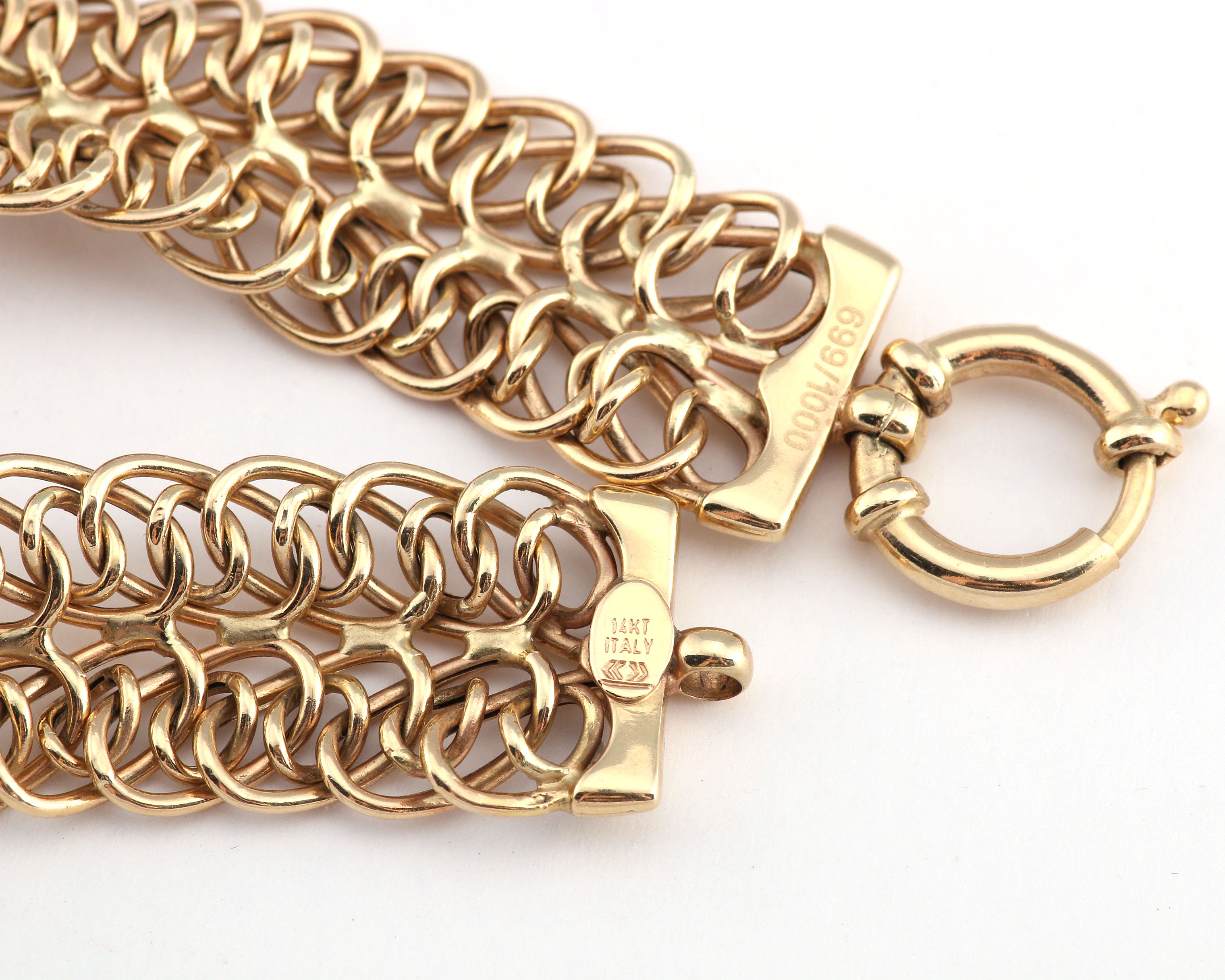 14K Yellow Gold Double Link Weave Bracelet