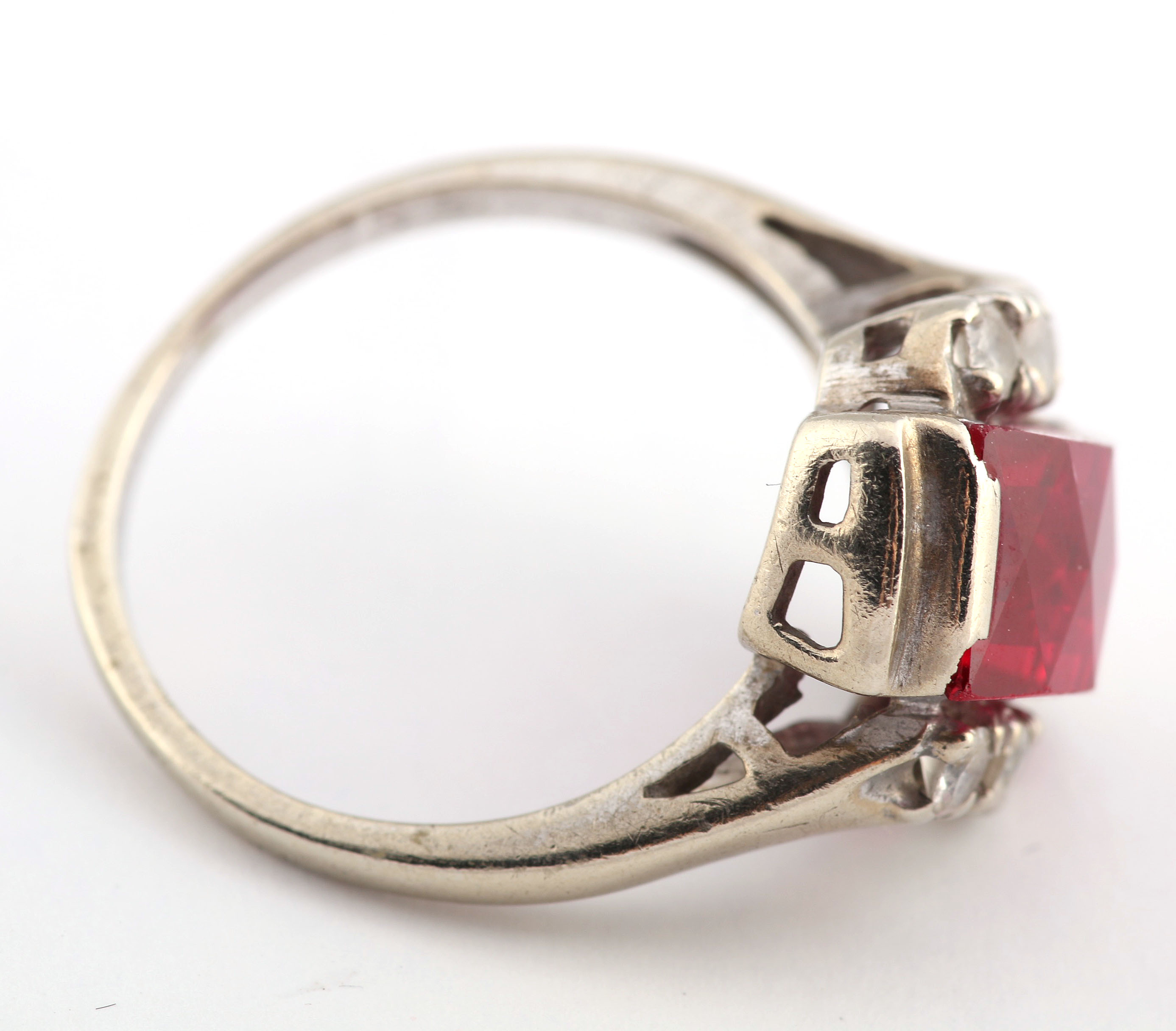 Antique 10K Rose Gold Swivel Fob, Jade Pendant and 10K White Gold Ring