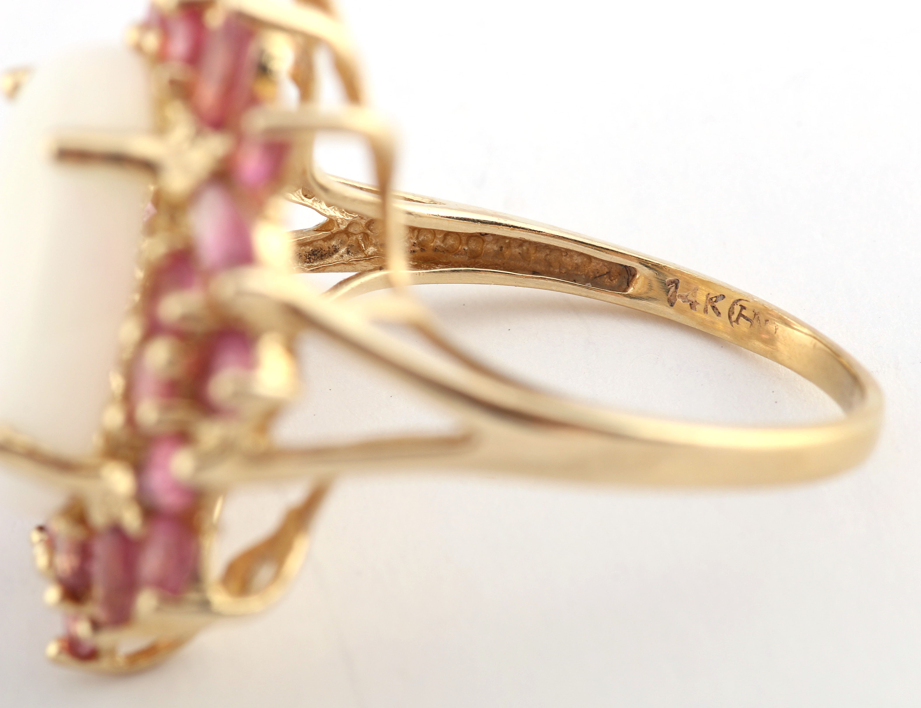 14K Yellow Gold Opal and Tourmaline Cocktail Ring