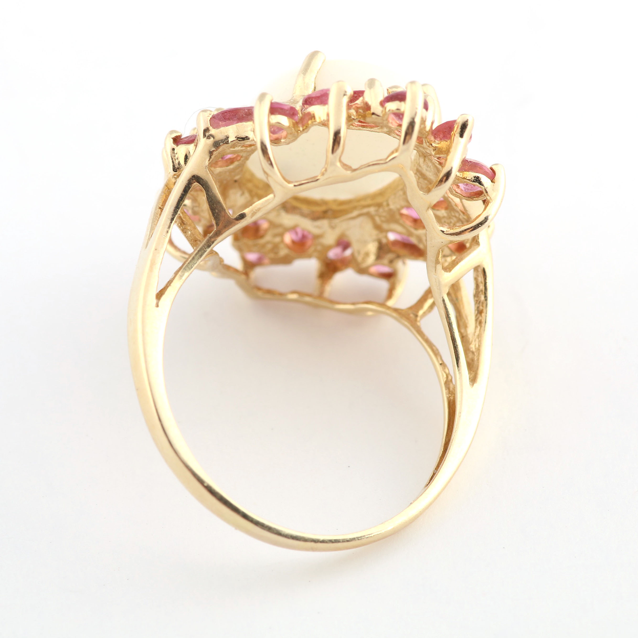 14K Yellow Gold Opal and Tourmaline Cocktail Ring