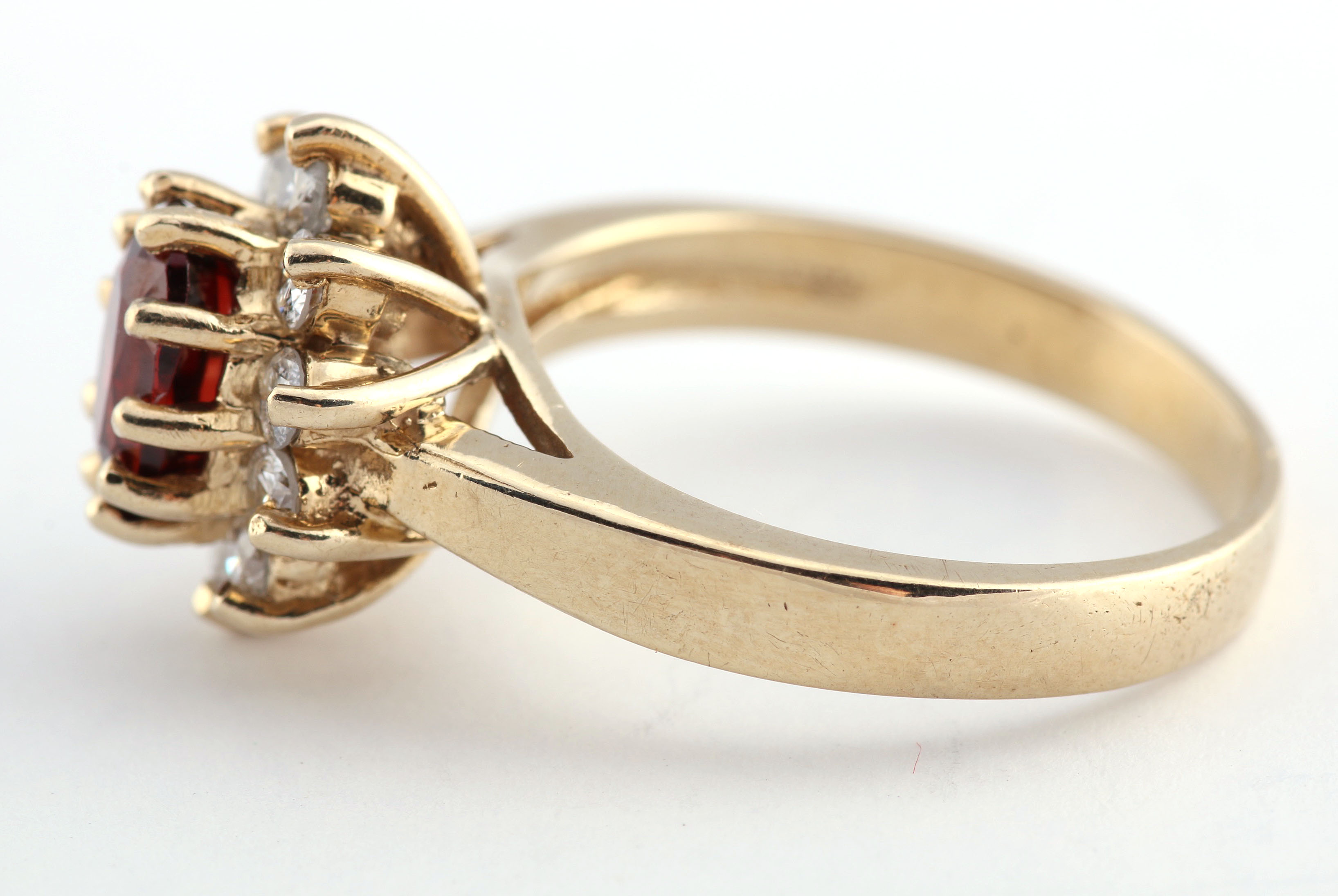 Garnet and Diamond Yellow Gold Ring