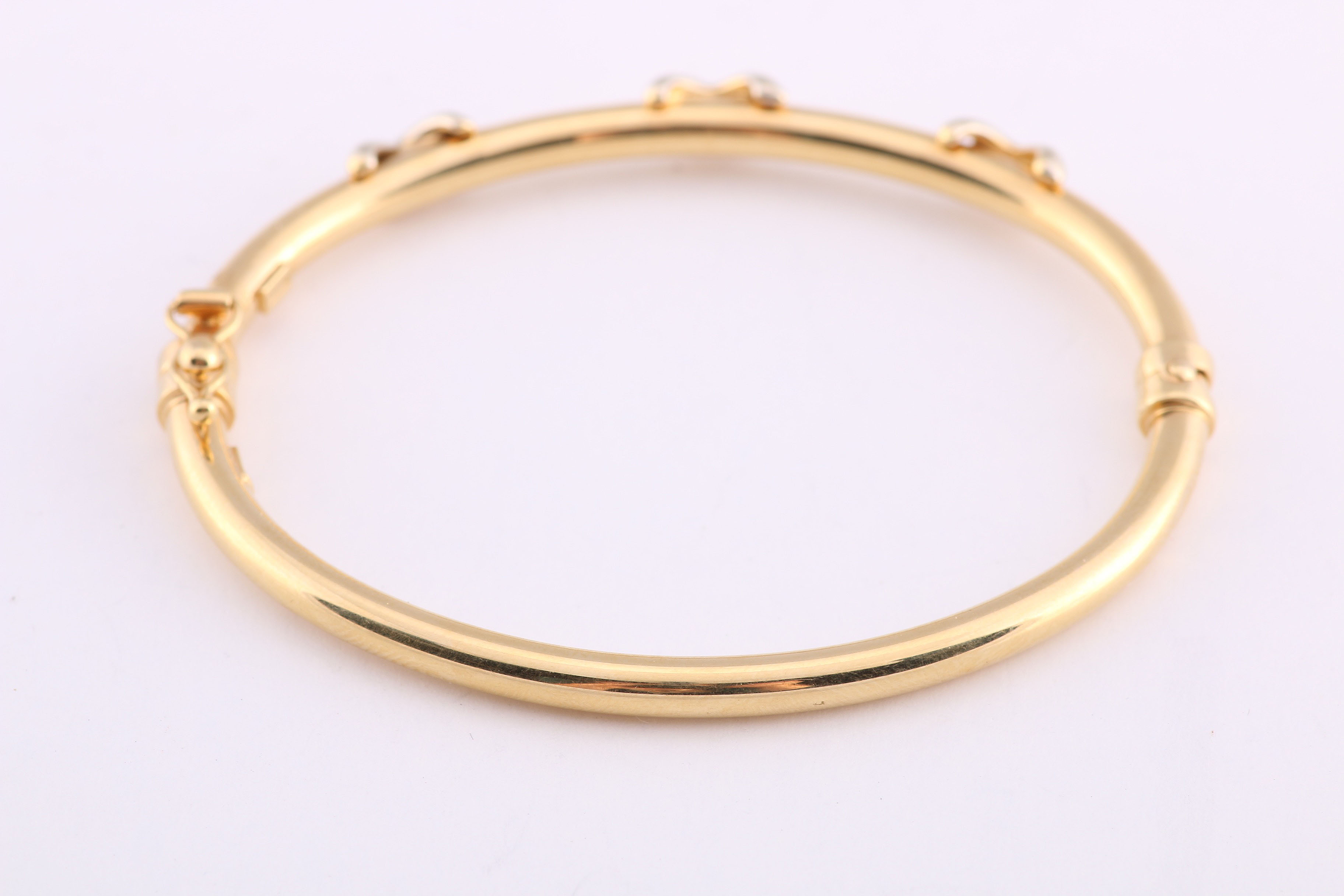 14K Two Tone Baby Bangle with 10K Mystic Topaz and Diamond Pendant