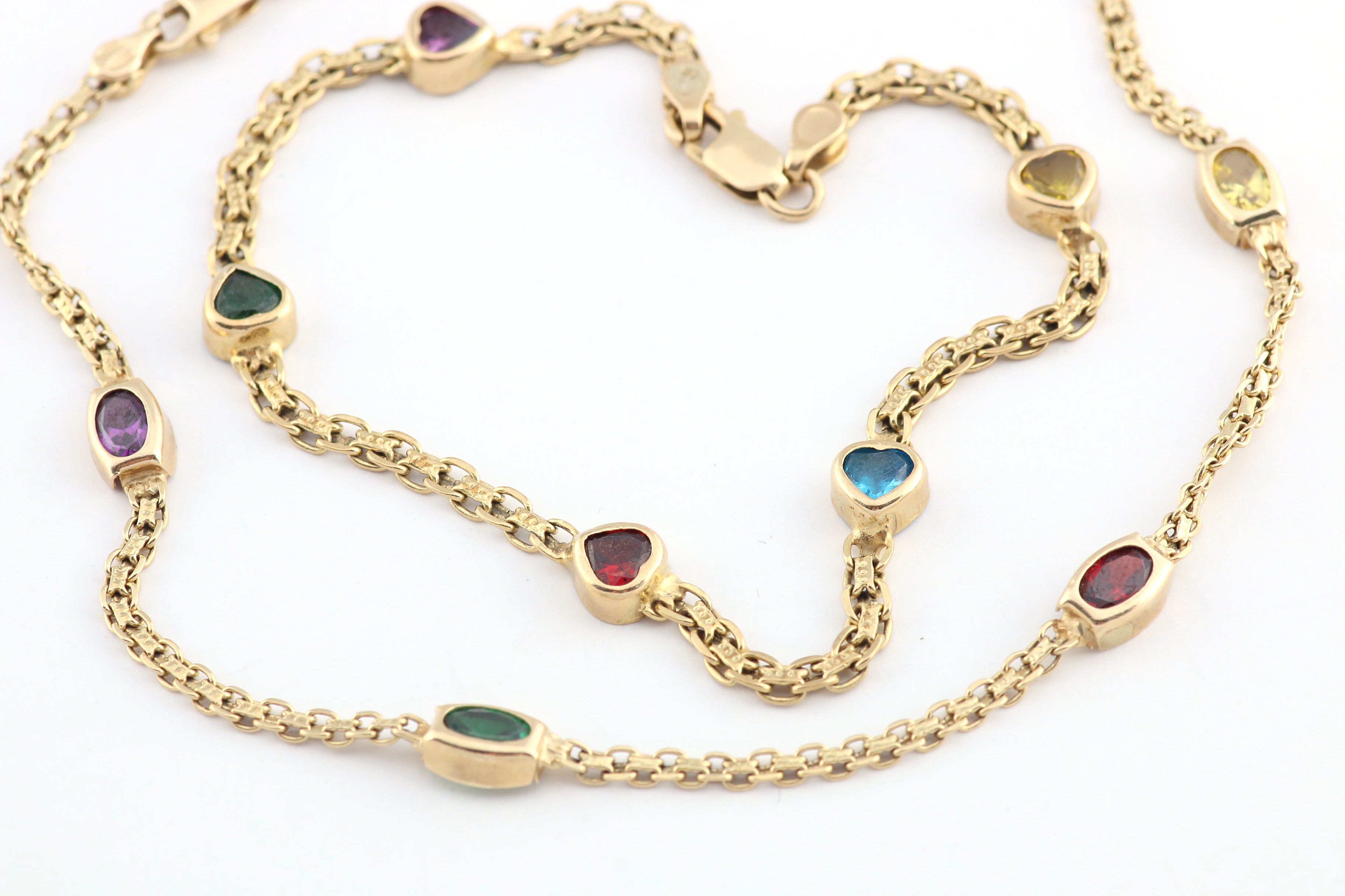 Pair of Italian 10K Yellow Gold Bracelets with Glass Cabochons