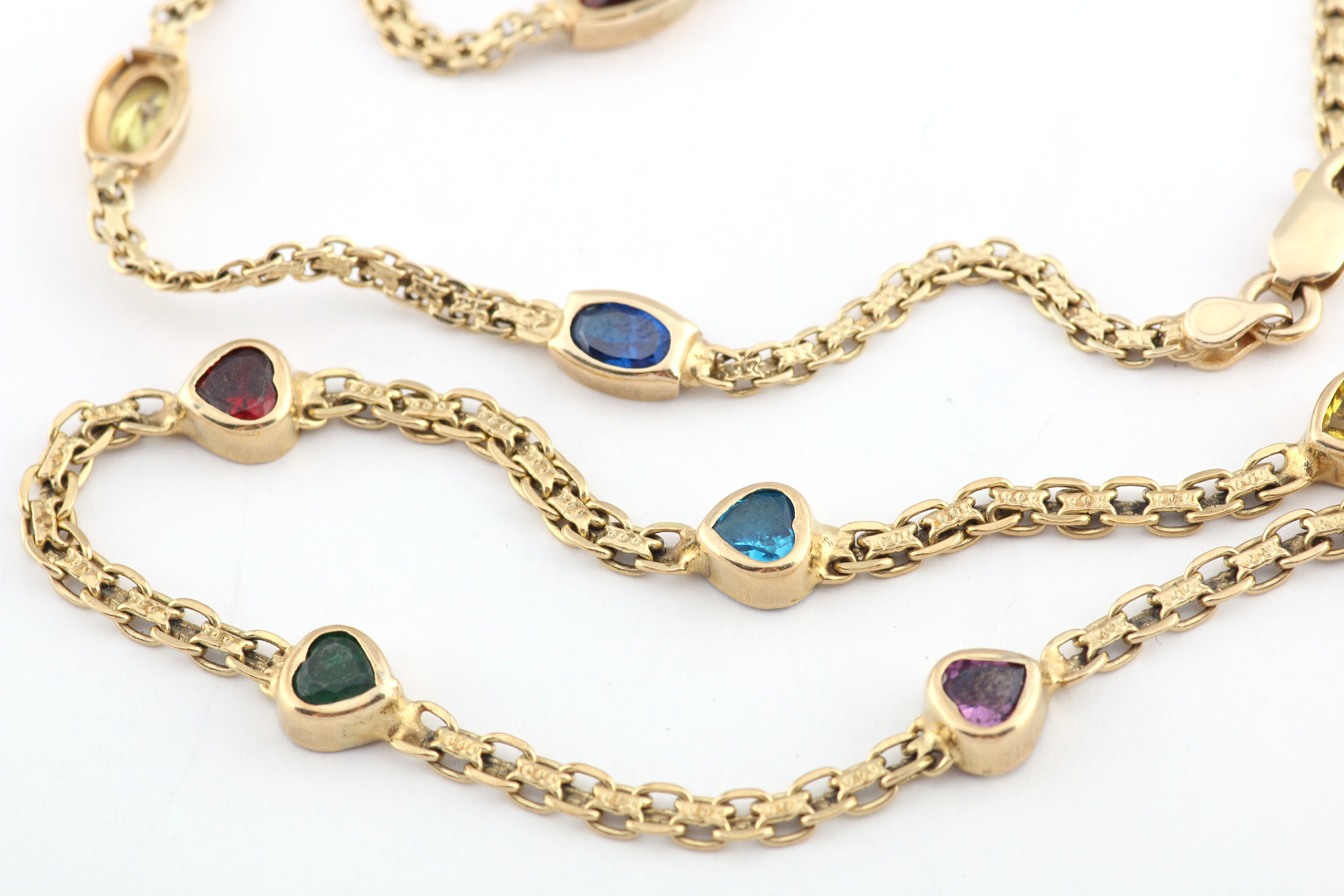 Pair of Italian 10K Yellow Gold Bracelets with Glass Cabochons