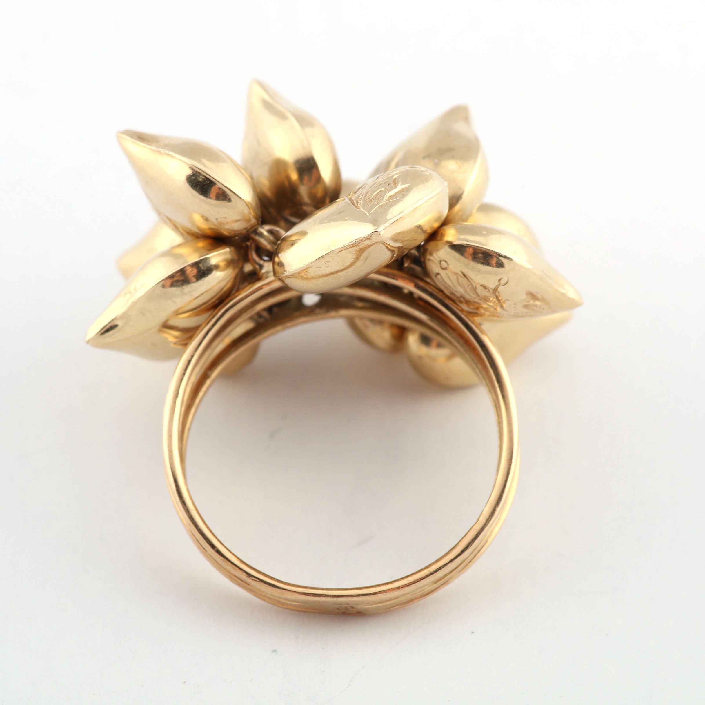 14K and 18K Yellow Gold Rings with Heart Motif