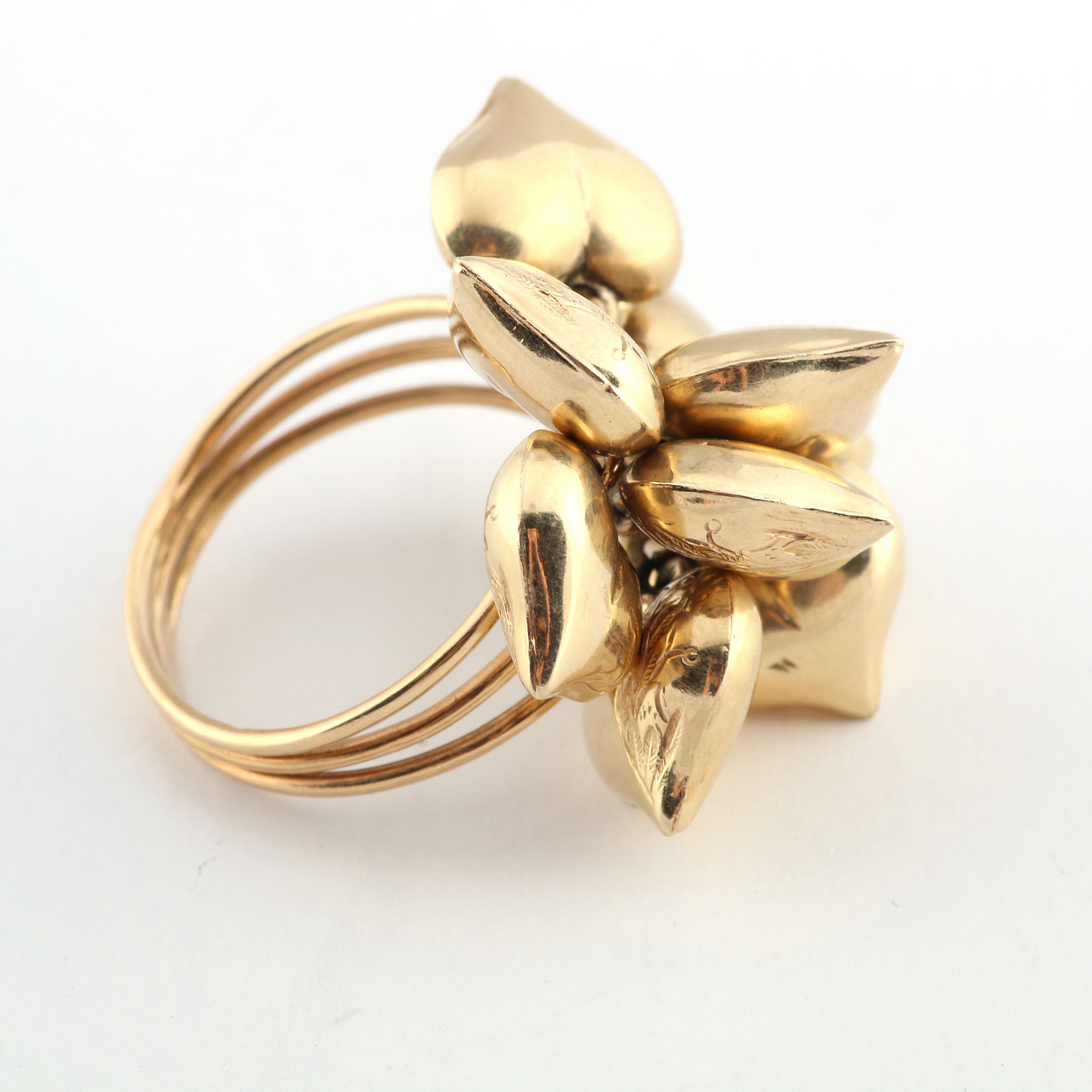 14K and 18K Yellow Gold Rings with Heart Motif