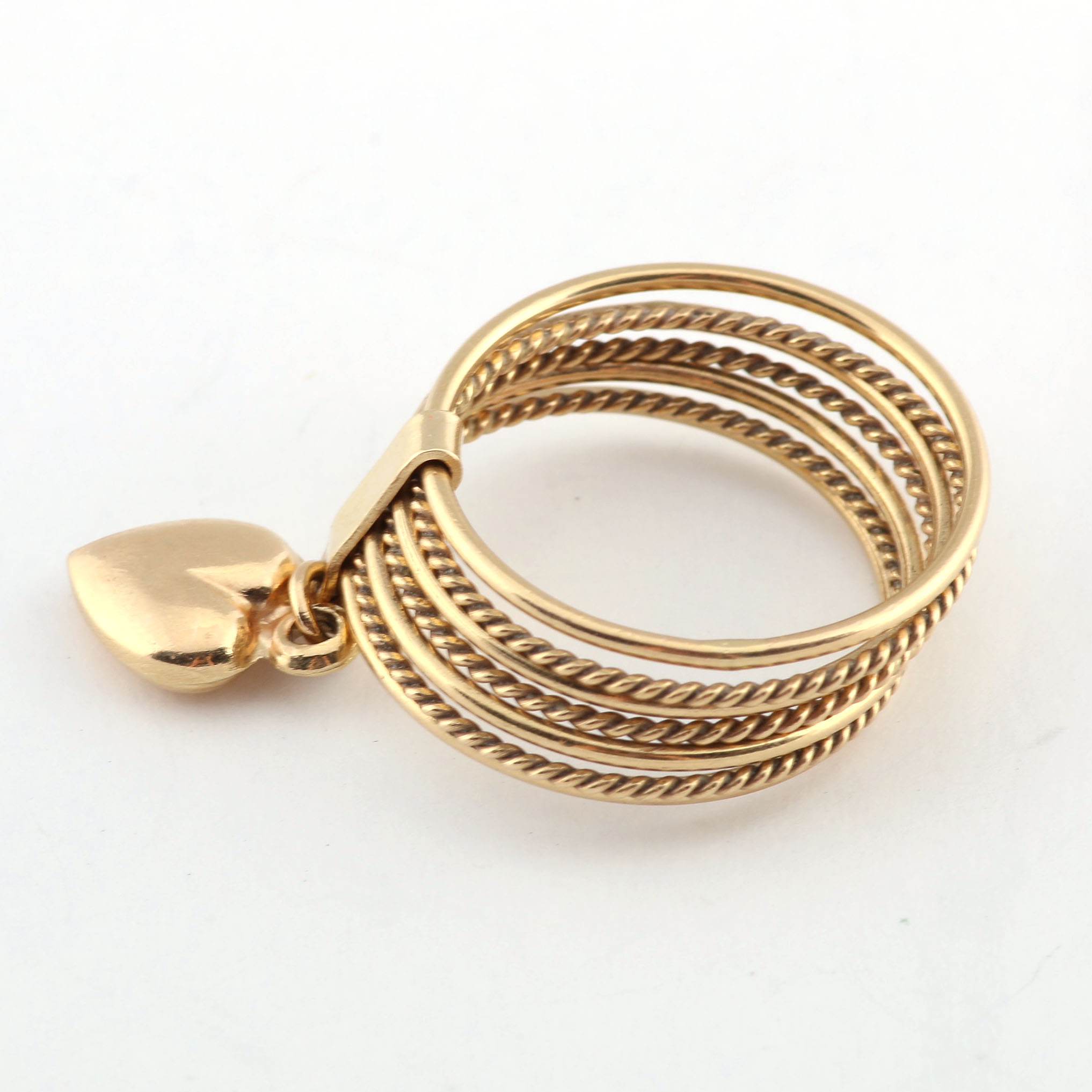 14K and 18K Yellow Gold Rings with Heart Motif