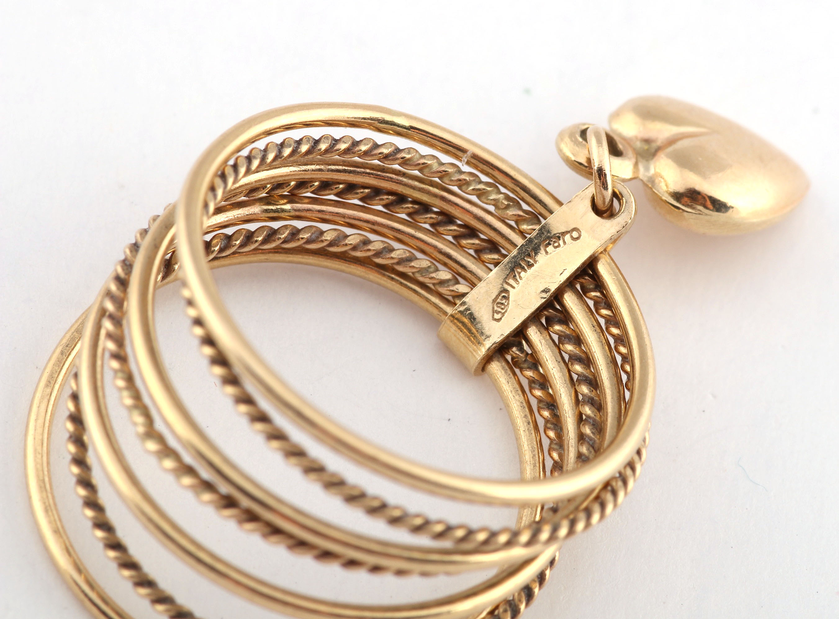 14K and 18K Yellow Gold Rings with Heart Motif