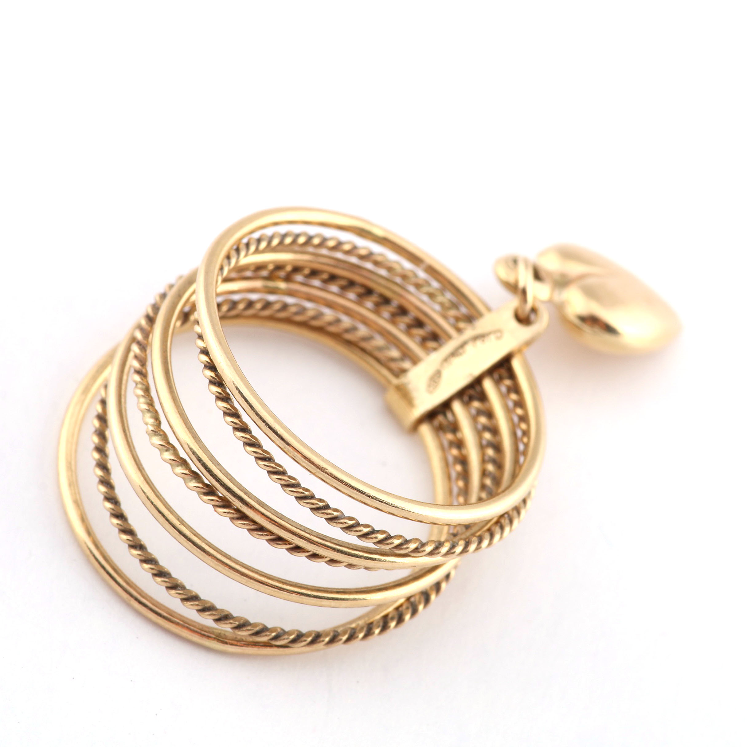 14K and 18K Yellow Gold Rings with Heart Motif