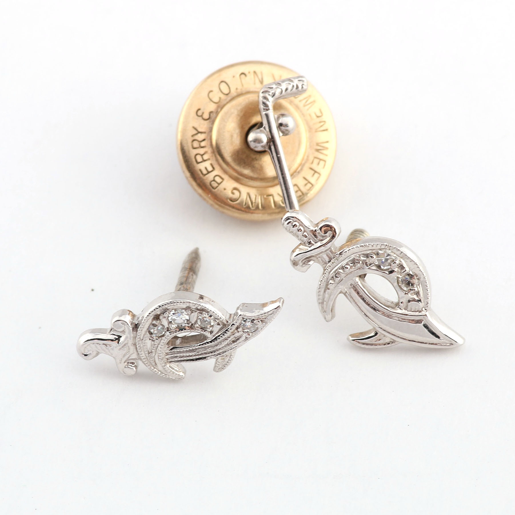 Selection of White Gold Diamond Shriner Signet Lapel Pins and Other