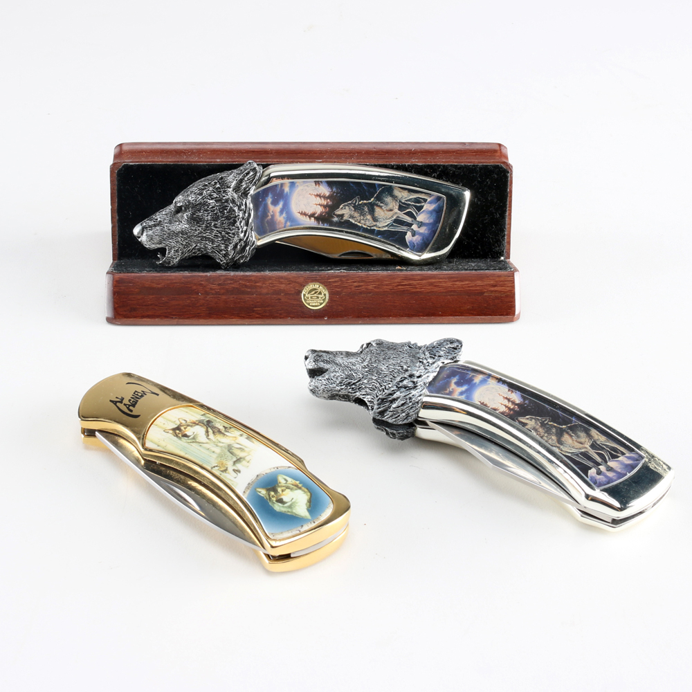 Set of Three Collectible Wolf Knives