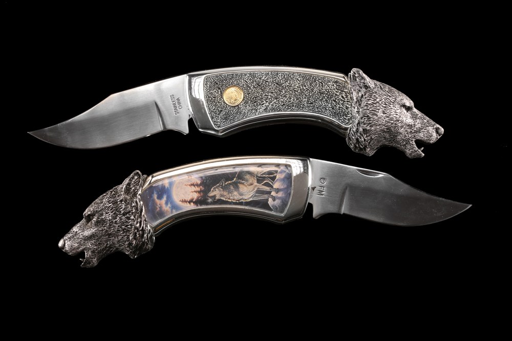 Set of Three Collectible Wolf Knives