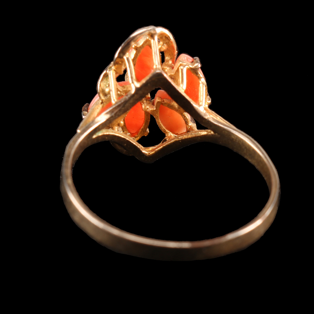 Brass and Coral Ring