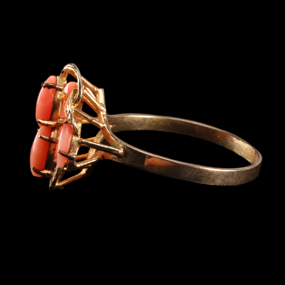Brass and Coral Ring