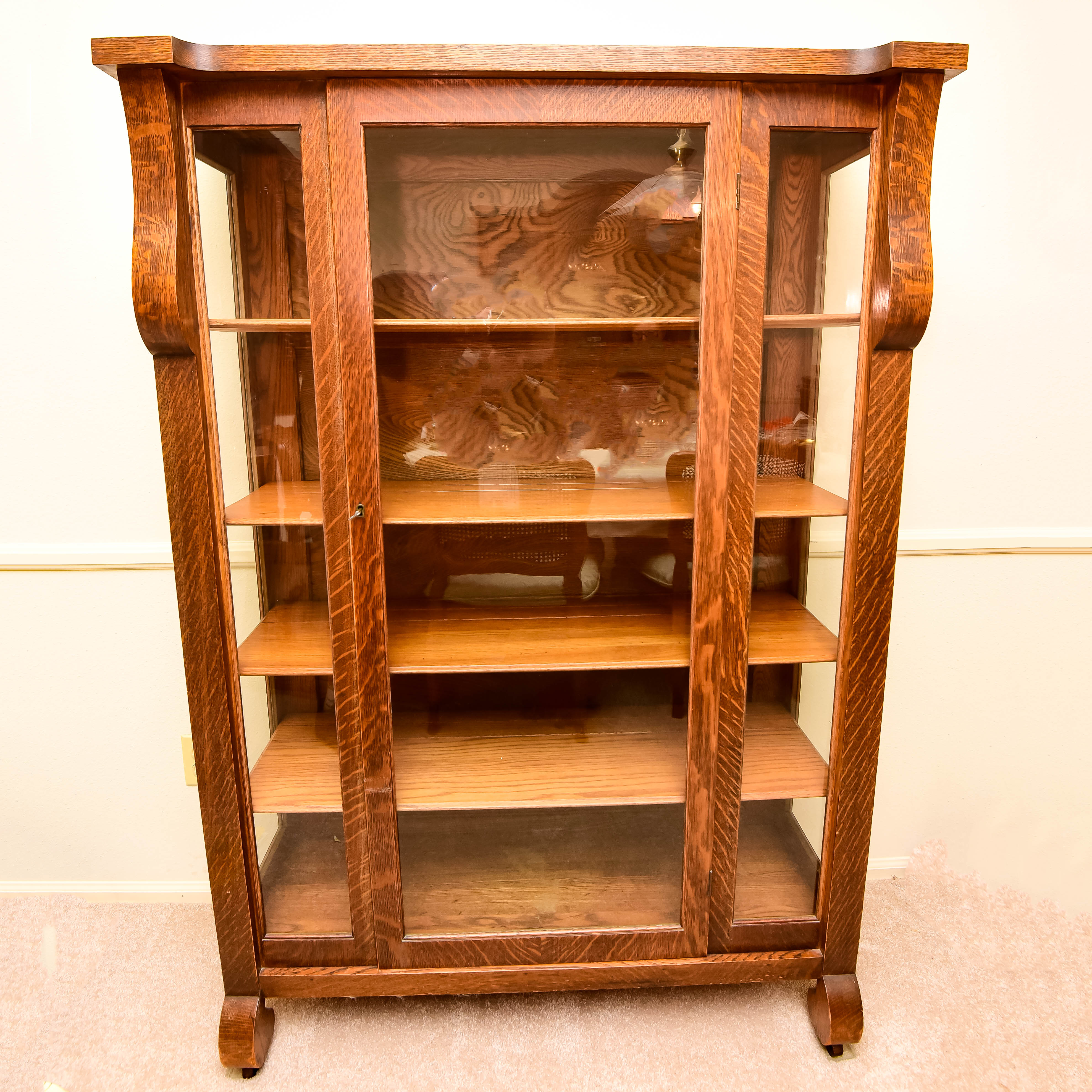 Vintage Oak Vitrine Cabinet