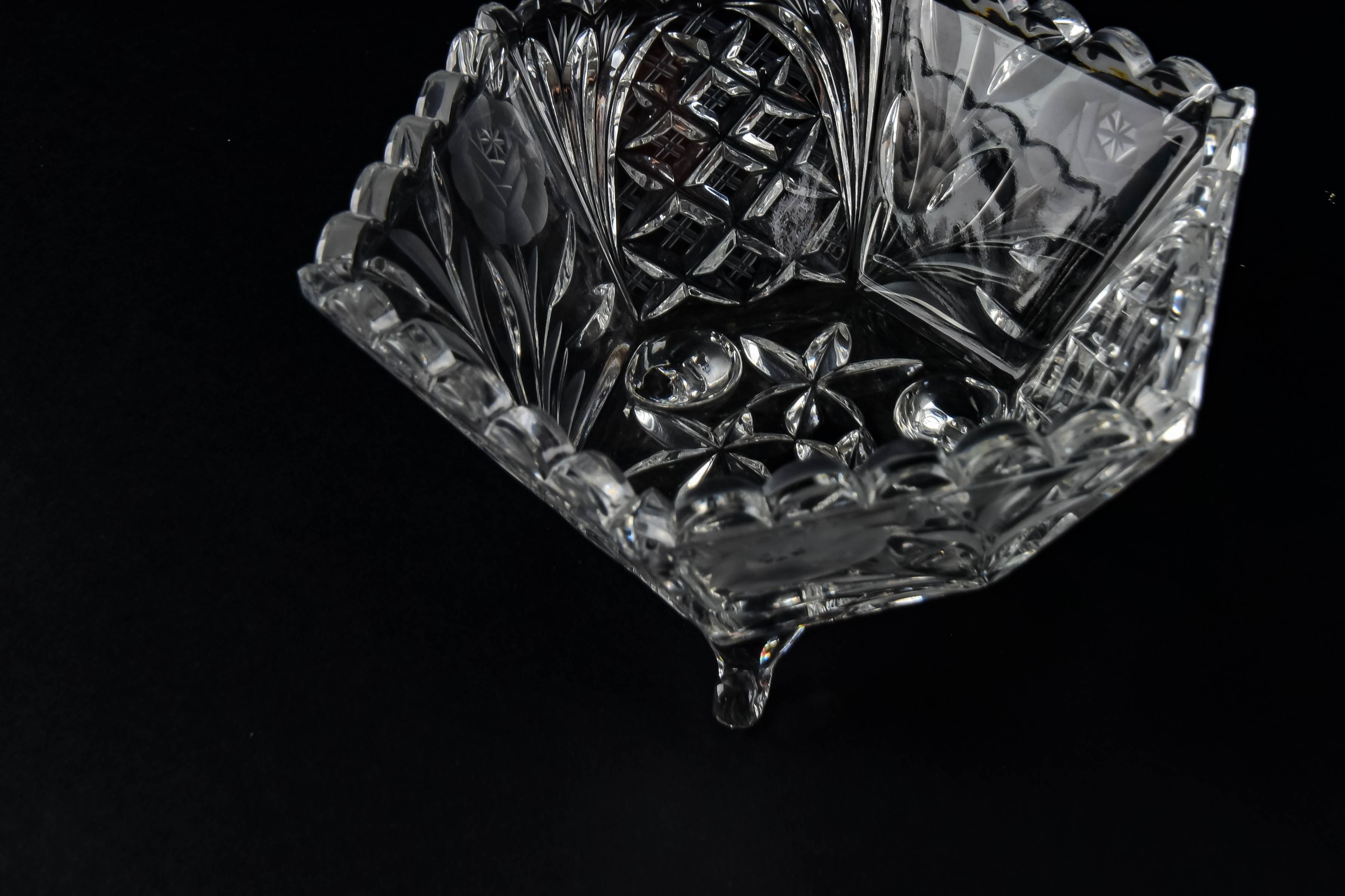 Cut Glass Decanter and Matching Bowl